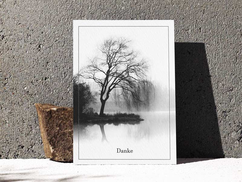 trauerkarte danke mit trauerweide