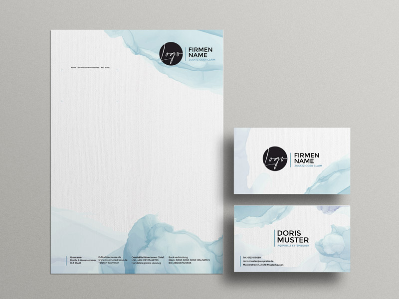 briefpapier mit visitenkarte