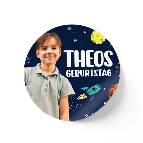 Aufkleber Kindergeburtstag Space