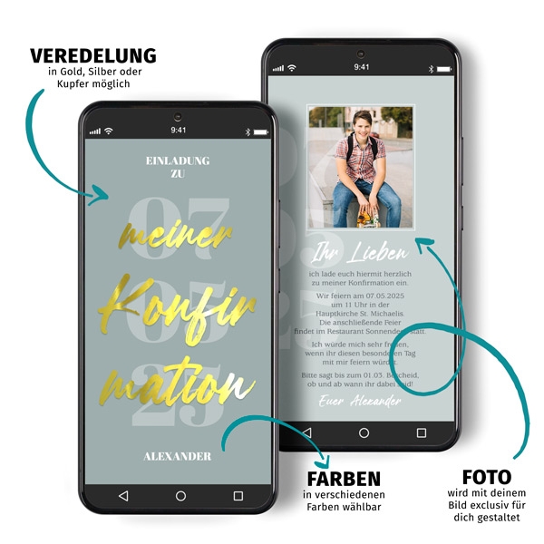 Digitale Einladung zur Konfirmation- Numerary