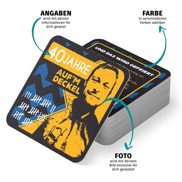 Preview: Bierdeckel Einladung - Auf m Deckel Preview: Bierdeckeleinladung mit deinem Wunschtext