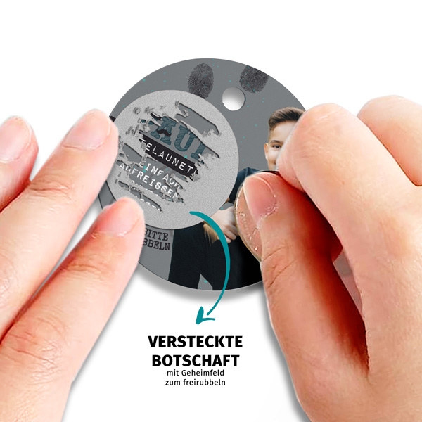 Geschenkanhänger zum freirubbeln in Farbe Türkis