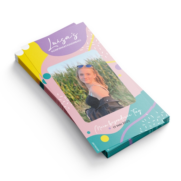 Menükarte Konfirmation - Kunterbunt