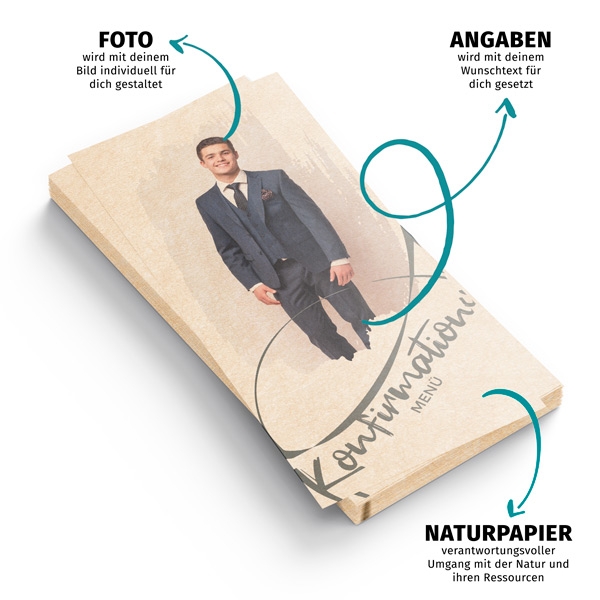 Menükarte Konfirmation - Umweltbewusst