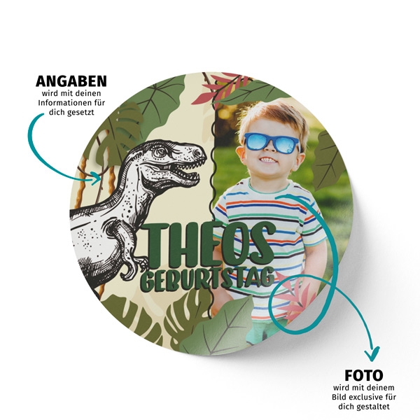 Aufkleber Kindergeburtstag Dinosaurier