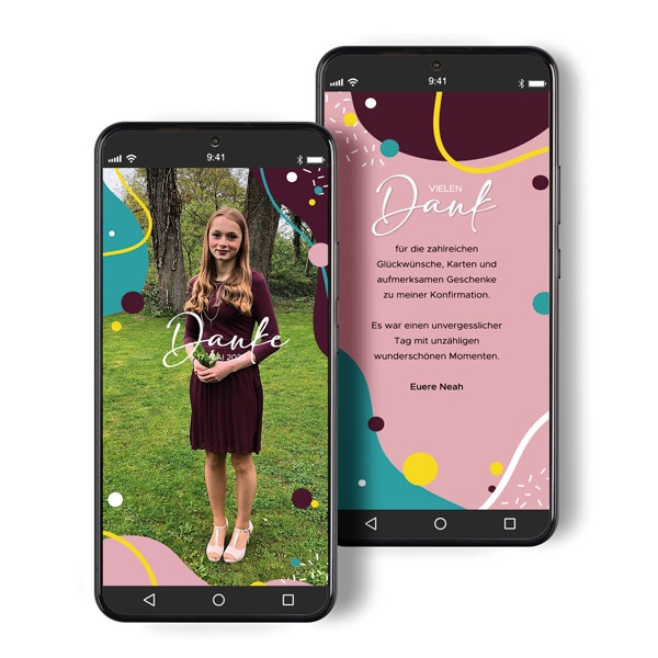 Digitale Dankeskarte zur Konfirmation - Kunterbunt