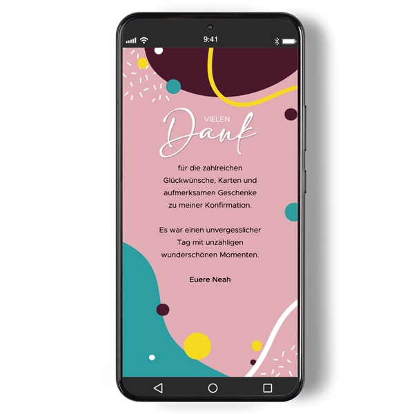 Digitale Dankeskarte zur Konfirmation - Kunterbunt