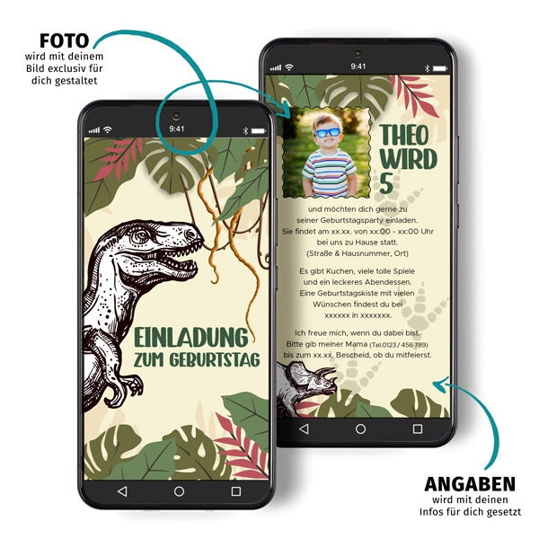 Digitale Einladung - Dino