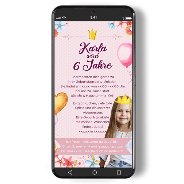 Digitale Einladung - Prinzessin