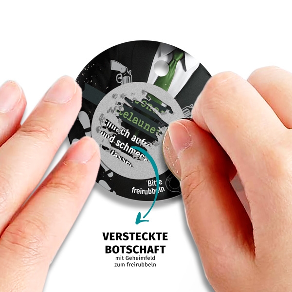 Geschenkanhänger zum freirubbeln mit Wunschtext und Foto