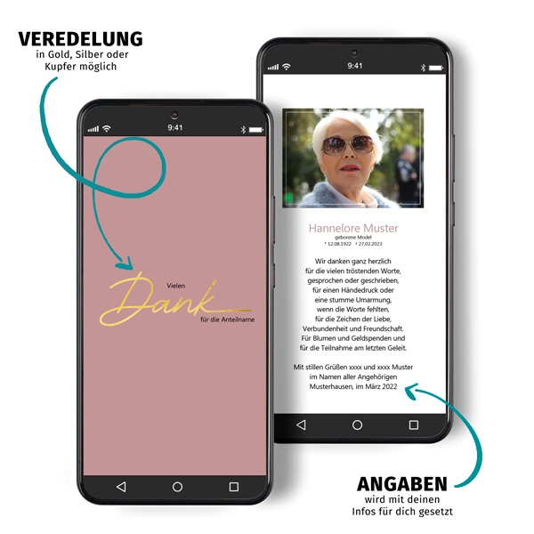 Digitale Trauerdanksagung - Handgeschrieben