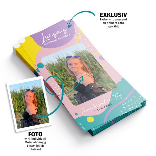 Menükarte Konfirmation - Kunterbunt